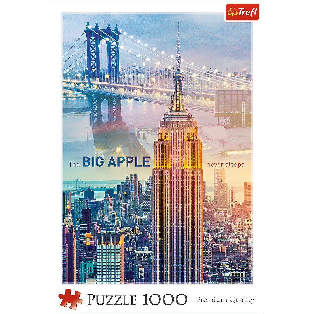 1000 Piece Jigsaw Puzzle, New York at Dawn, Brooklyn Bridge, Empire State Building, City Skyline, USA, Adult Puzzles, Trefl 10393