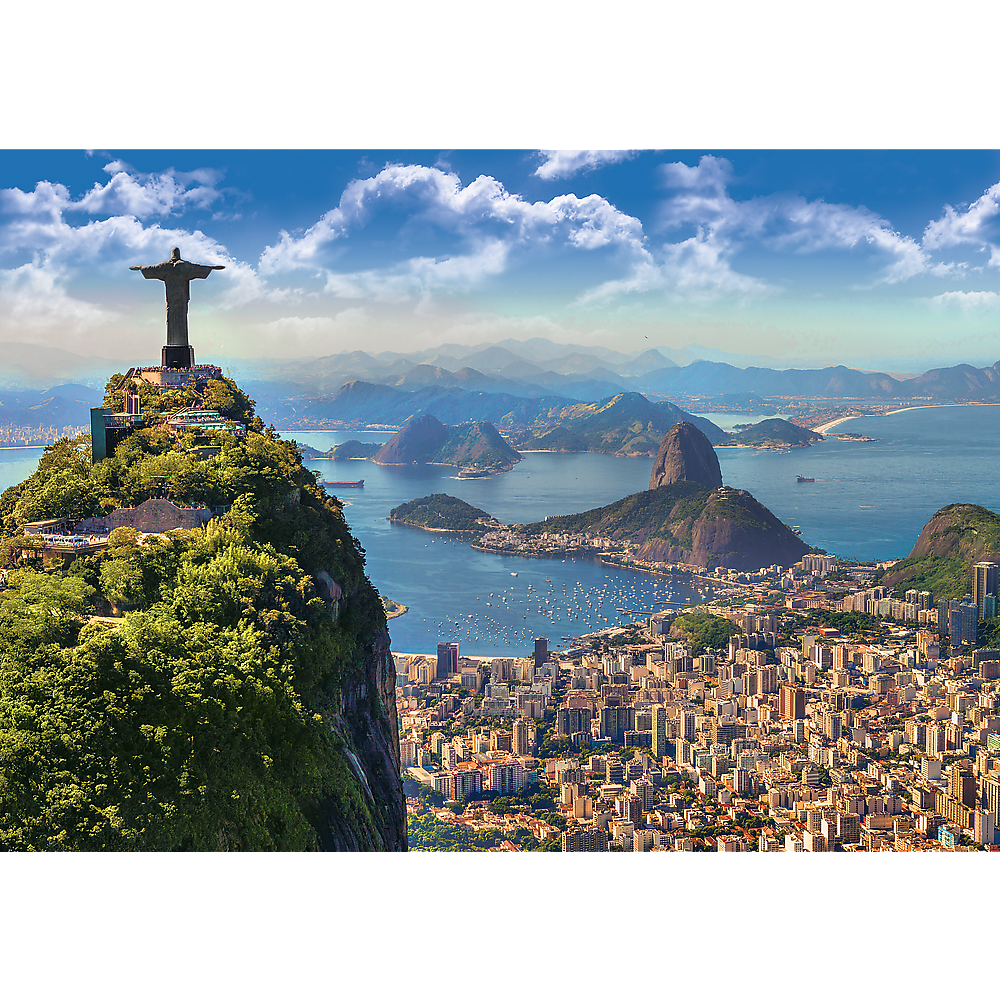 1000 Piece Jigsaw Puzzles, Rio de Janeiro, Brazil,  Mount Corcovado, Christ the Redeemer, South America, Adult Puzzles, Trefl 10405