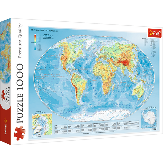 1000 Piece Jigsaw Puzzles, Physical Map of The World, Puzzle of the Earth with Countries, Adult Puzzles, Trefl 10463