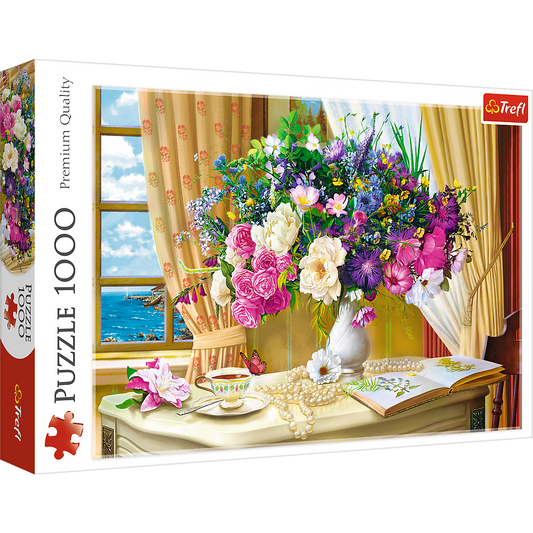 1000 Piece Jigsaw Puzzle, Flowers in The Morning, Painting Puzzle, Plants and Flower Puzzle, Adult Puzzles, Trefl 10526