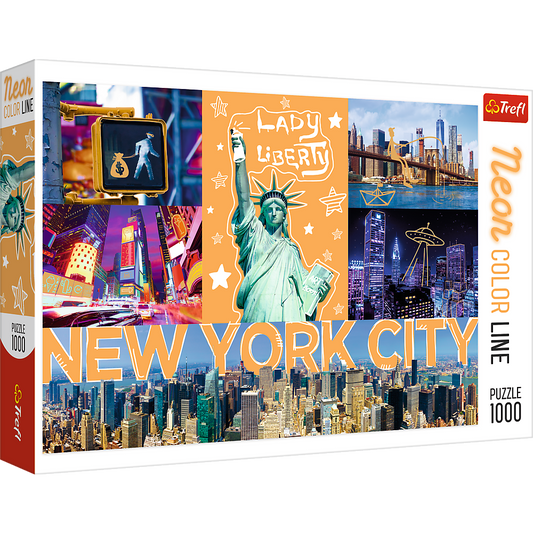 1000 Piece Jigsaw Puzzles, New York City Art, Puzzle of NYC with Neon, Puzzles of the USA, Adult Puzzles, Trefl 10579