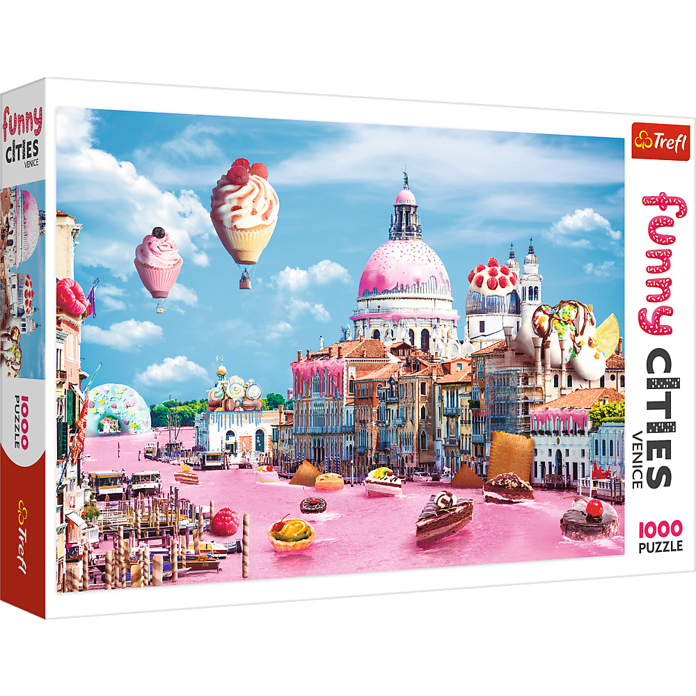 1000 Piece Jigsaw Puzzles, Funny Cities, Sweets in Venice, Colorful Puzzle of Venice with sweets, Adult Puzzles, Trefl 10598