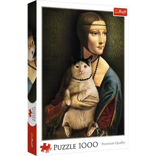 1000 Piece Jigsaw Puzzles - Lady with a cat, Leonardo da Vinci, Adult Puzzles, Trefl 10663