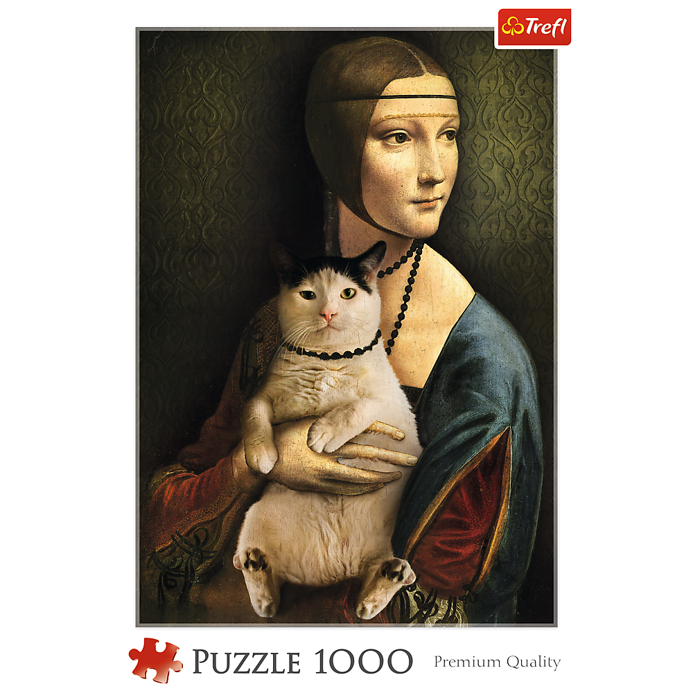 1000 Piece Jigsaw Puzzles - Lady with a cat, Leonardo da Vinci, Adult Puzzles, Trefl 10663