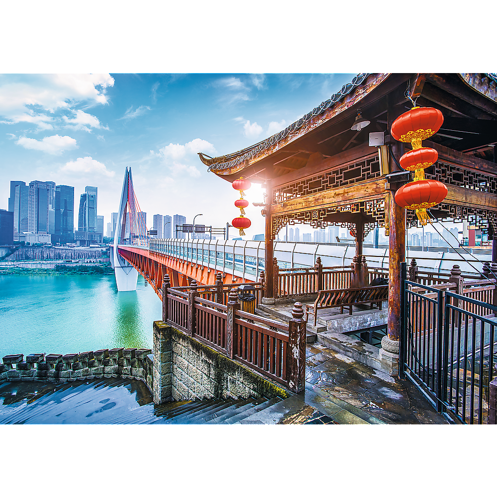 1000 Piece Jigsaw Puzzles, Chongqing, China, Cityscape puzzle, Temple, Modern and Traditional China, Adult Puzzle, Trefl 10721