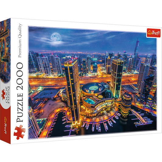 2000 Piece Jigsaw Puzzles, Lights of Dubai, City Lights Puzzles, Dubai United Emirates, Adult Puzzles, Trefl 27094