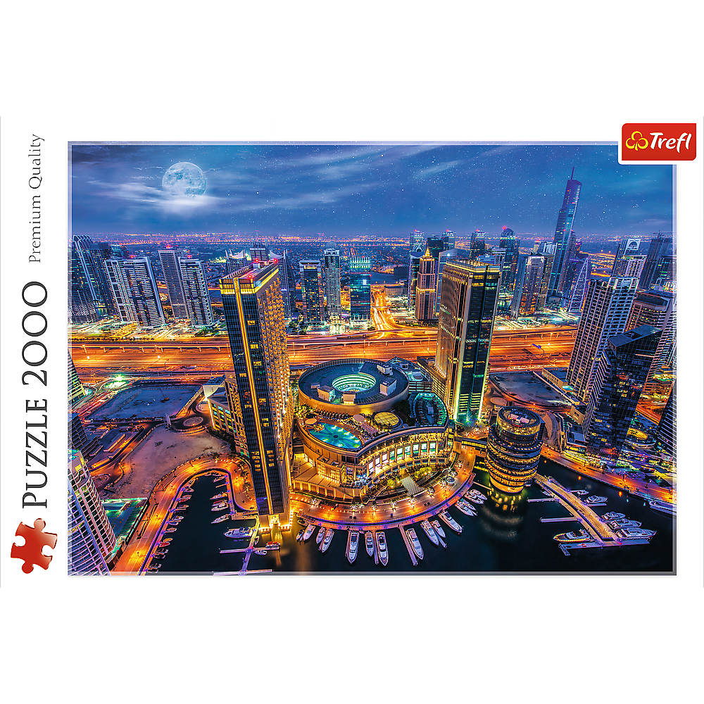 2000 Piece Jigsaw Puzzles, Lights of Dubai, City Lights Puzzles, Dubai United Emirates, Adult Puzzles, Trefl 27094