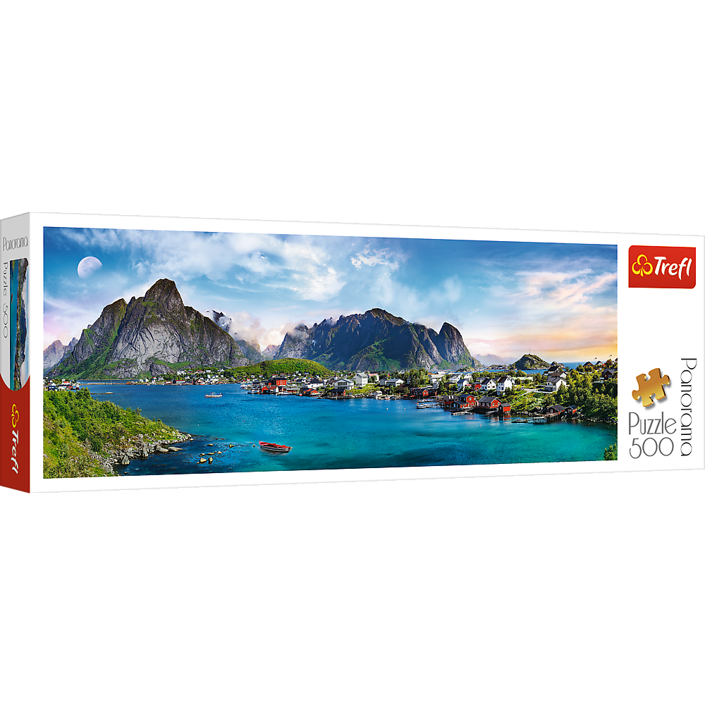 Panorama 500 Piece Jigsaw Puzzles, Lofoten Archipelago, Puzzle of Norway, Island and Mountain Puzzles, Adult Puzzles, Trefl 29500