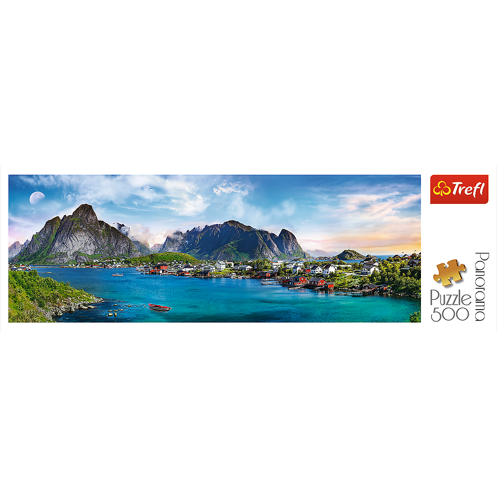 Panorama 500 Piece Jigsaw Puzzles, Lofoten Archipelago, Puzzle of Norway, Island and Mountain Puzzles, Adult Puzzles, Trefl 29500