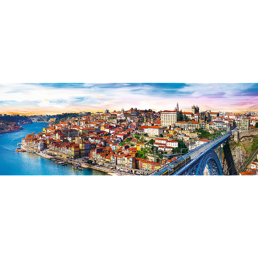 Panorama 500 Piece Jigsaw Puzzle, Porto, Portugal, Coastal City, Train, Puzzle of Europe, Adult Puzzles, Trefl 29502