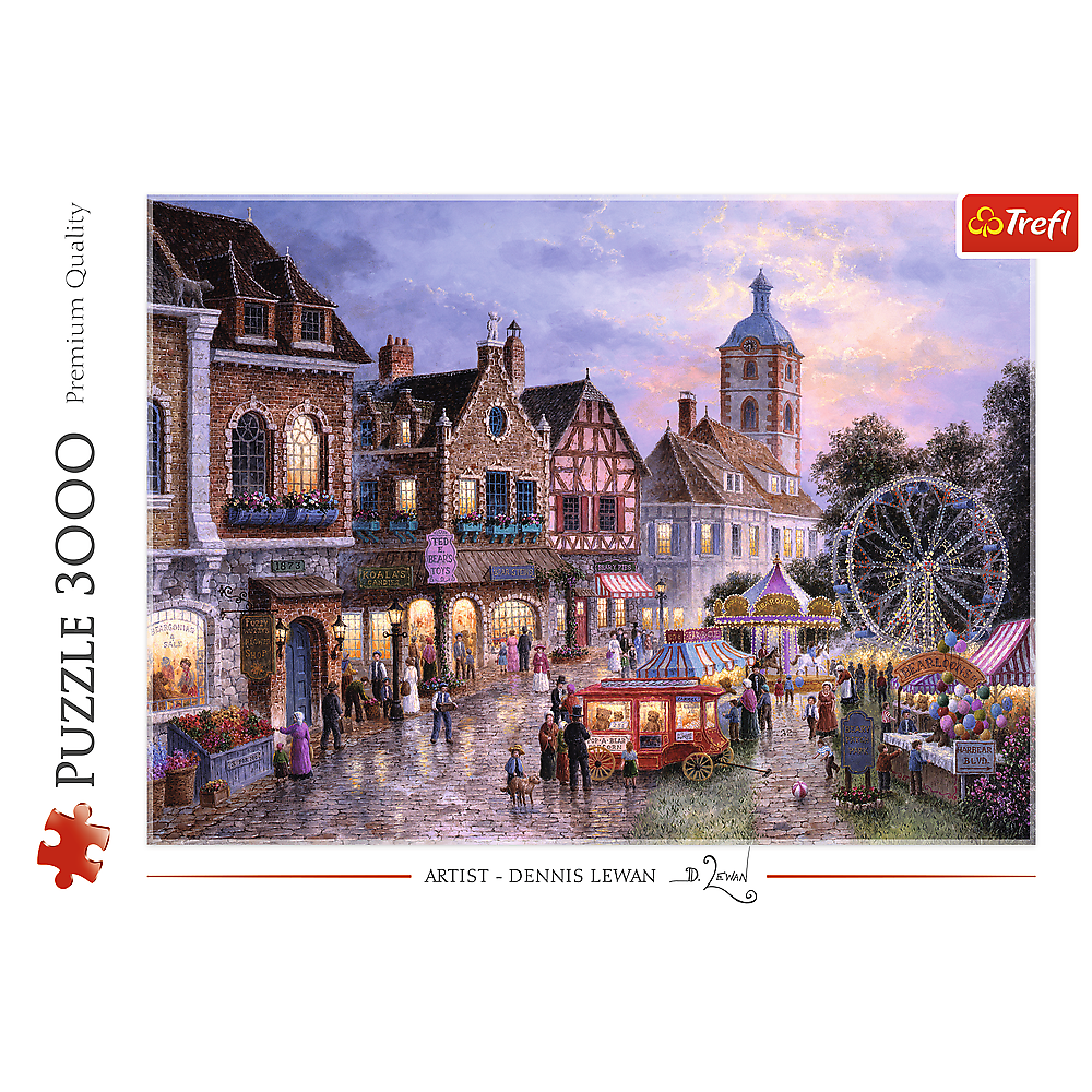 3000 piece Jigsaw Puzzles - Funfair, idyllic and charming picture of old town, Adult Puzzles, Trefl 33033