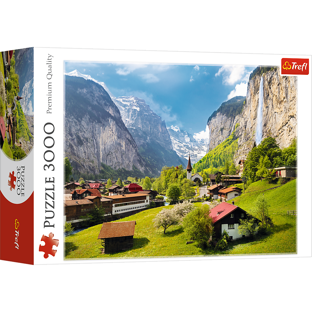 3000 Piece Jigsaw Puzzles, Lauterbrunnen, Switzerland, Alps, Mountains landscape, Adult Puzzle, Trefl 33076