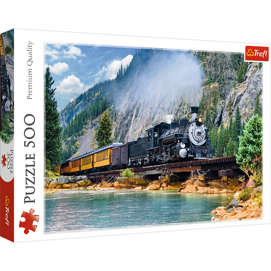 500 Piece Jigsaw Puzzle, Mountain Train, Locomotive Puzzle, Adult Puzzles, Trefl 37379