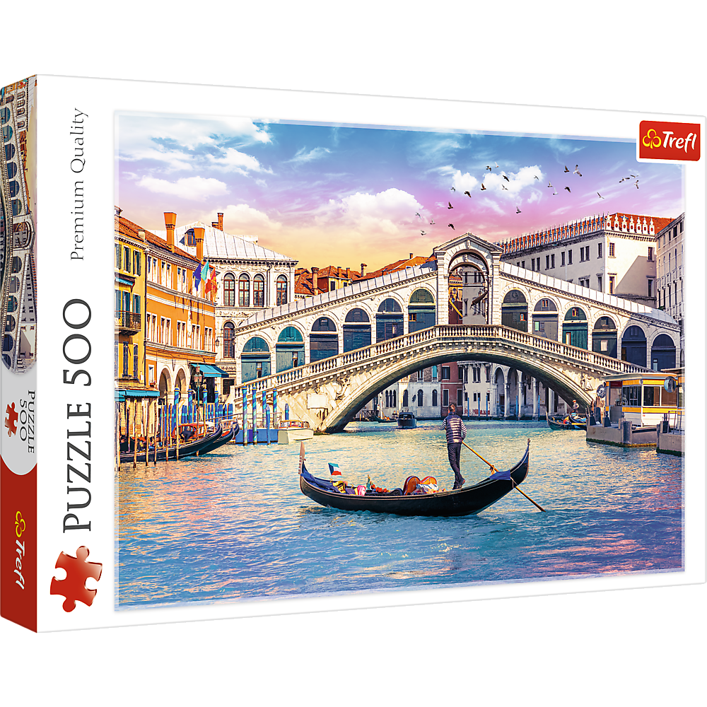 500 Piece Jigsaw Puzzles, Rialto Bridge, Venice Italy Puzzle, Gondola Puzzle, European Puzzle, Adult Puzzles, Trefl 37398