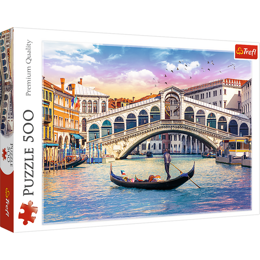 500 Piece Jigsaw Puzzles, Rialto Bridge, Venice Italy Puzzle, Gondola Puzzle, European Puzzle, Adult Puzzles, Trefl 37398