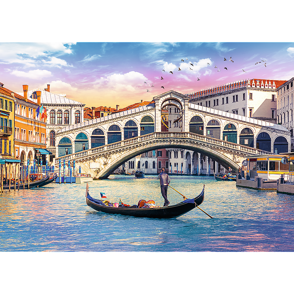 500 Piece Jigsaw Puzzles, Rialto Bridge, Venice Italy Puzzle, Gondola Puzzle, European Puzzle, Adult Puzzles, Trefl 37398