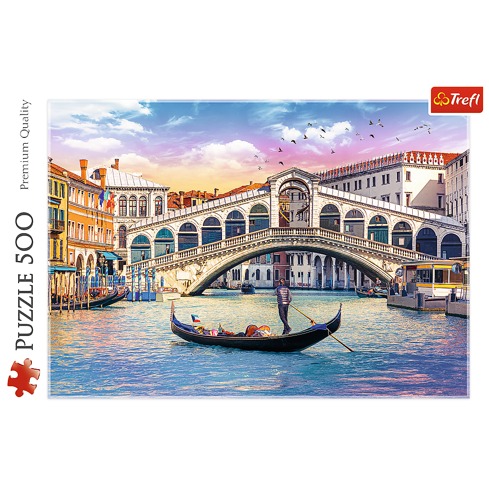 500 Piece Jigsaw Puzzles, Rialto Bridge, Venice Italy Puzzle, Gondola Puzzle, European Puzzle, Adult Puzzles, Trefl 37398