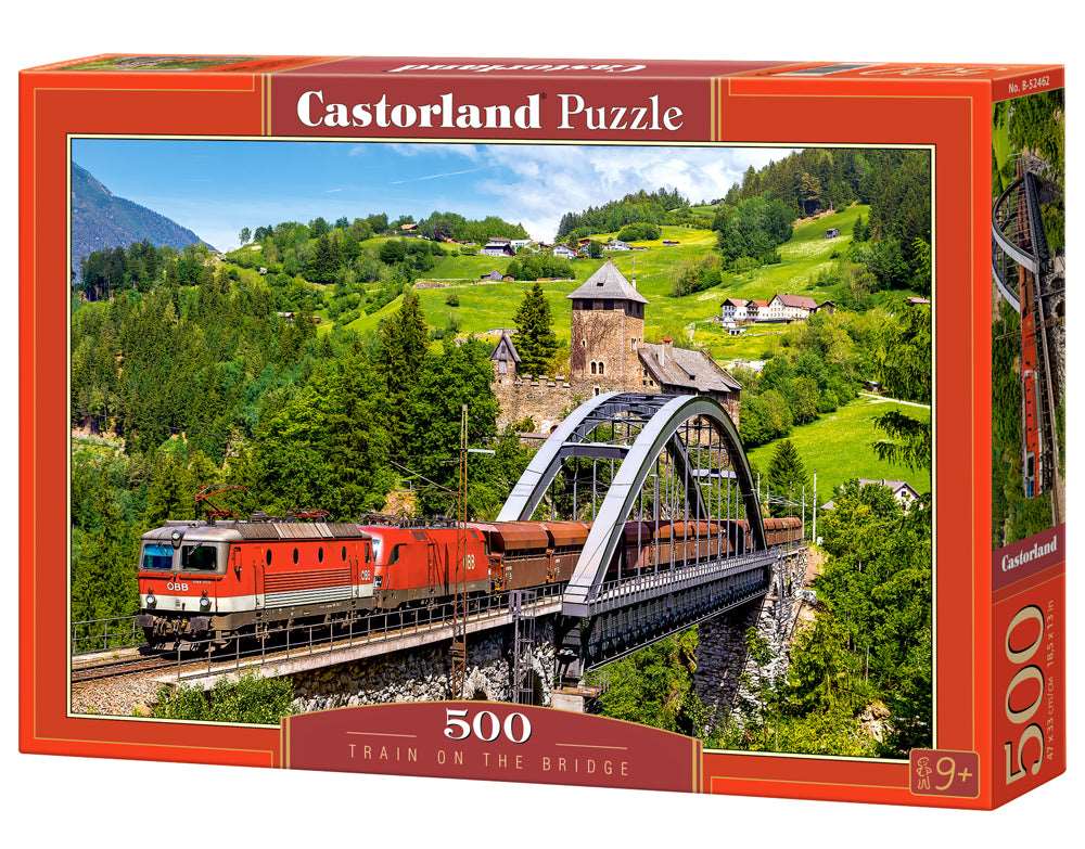 500 Piece Jigsaw Puzzle, Train on the Bridge, Mountain Train, Locomotive Puzzle, Train puzzle, Adult Puzzles, Castorland B-52462