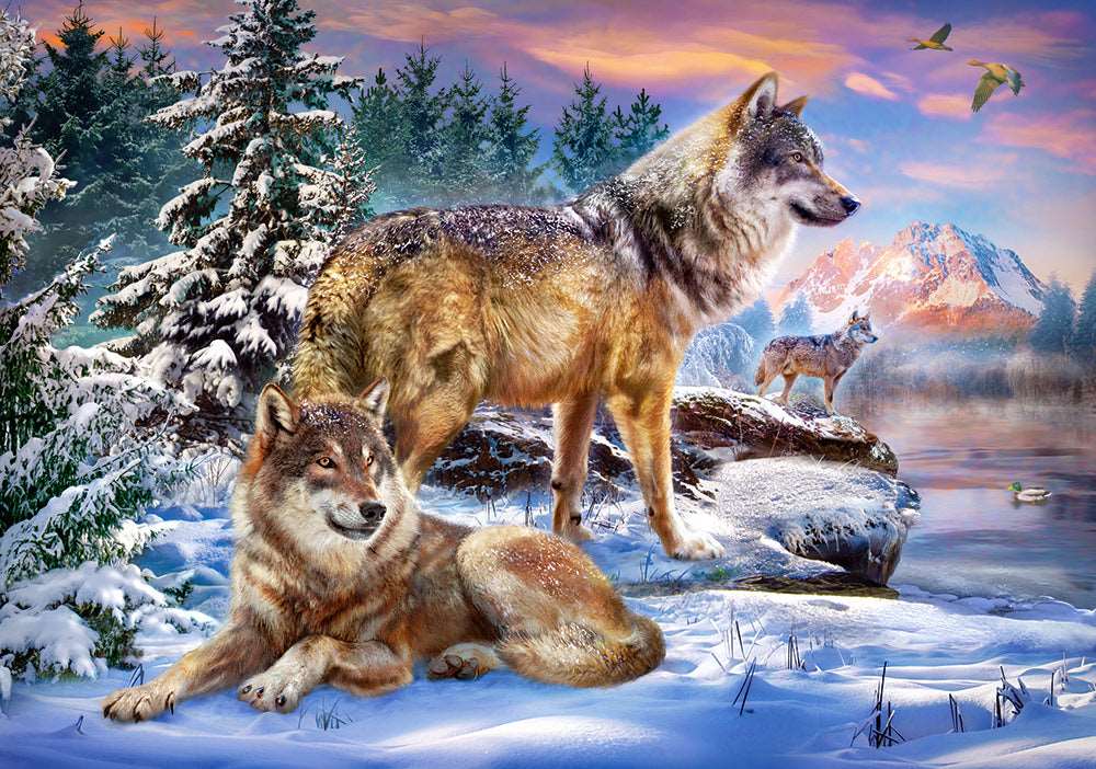 500 Piece Jigsaw Puzzle, Wolfish Wonderland, Winter scenery, Animal Puzzle, Adult Puzzles, Castorland B-53049