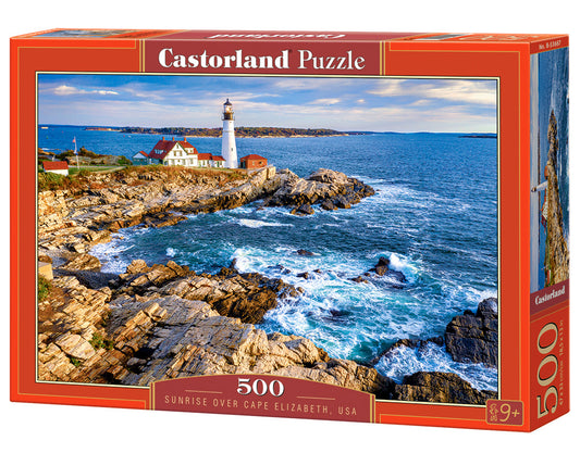 500 Piece Jigsaw Puzzle, Sunrise over Cape Elizabeth, Sea puzzle, Seashore, USA, Adult Puzzles, Castorland B-53667