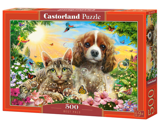 500 Piece Jigsaw Puzzle, Best Pals, Cats and Dogs, Animal puzzles, sweety Puppy and Kitten, Adult Puzzles, Castorland B-53728