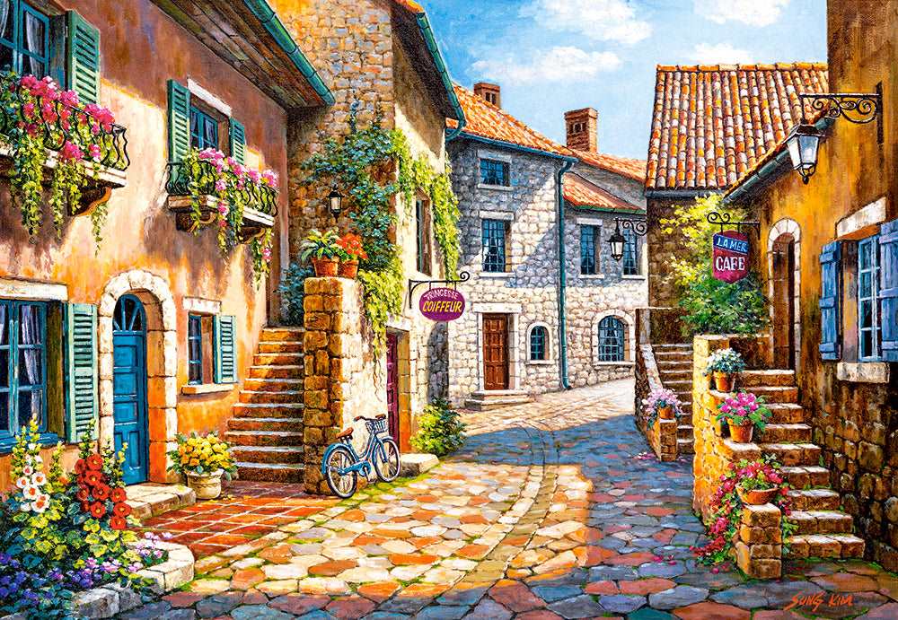 1000 Piece Jigsaw Puzzle, Rue de Village, France, Painting Puzzle, Adult Puzzle, Castorland C-103744-2