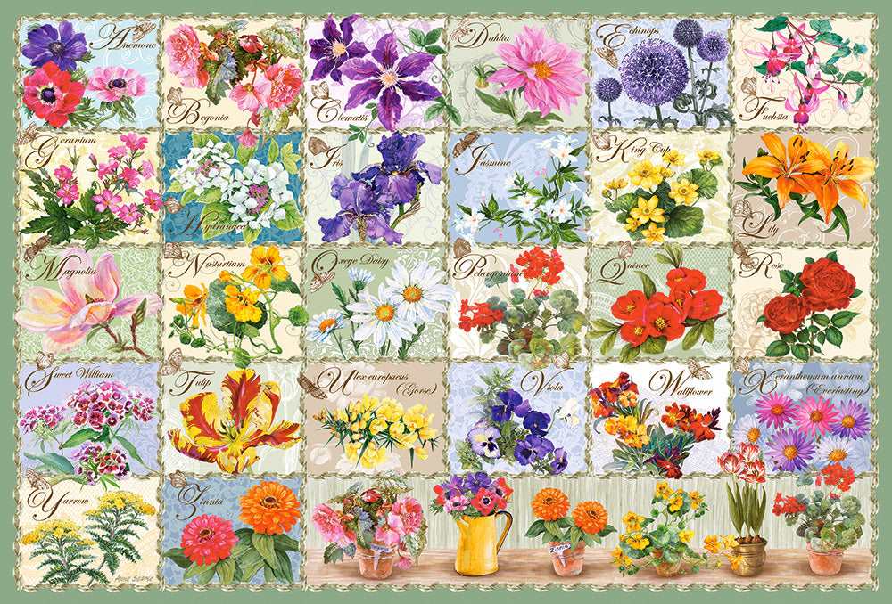 1000 Piece Jigsaw Puzzle, Vintage Floral, Flower collage, Flower puzzle, Adult Puzzle, Castorland C-1043381-2