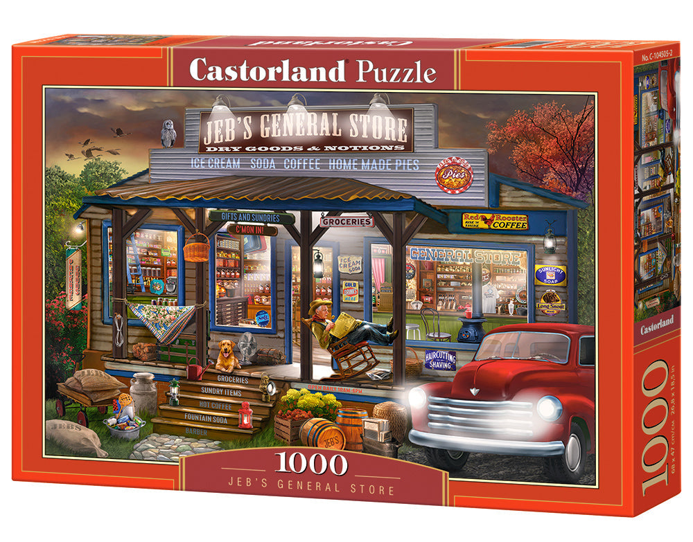 1000 Piece Jigsaw Puzzle, Jeb's General Store, Porch scene puzzle, painting puzzles, Adult Puzzle, Castorland C-104505-2