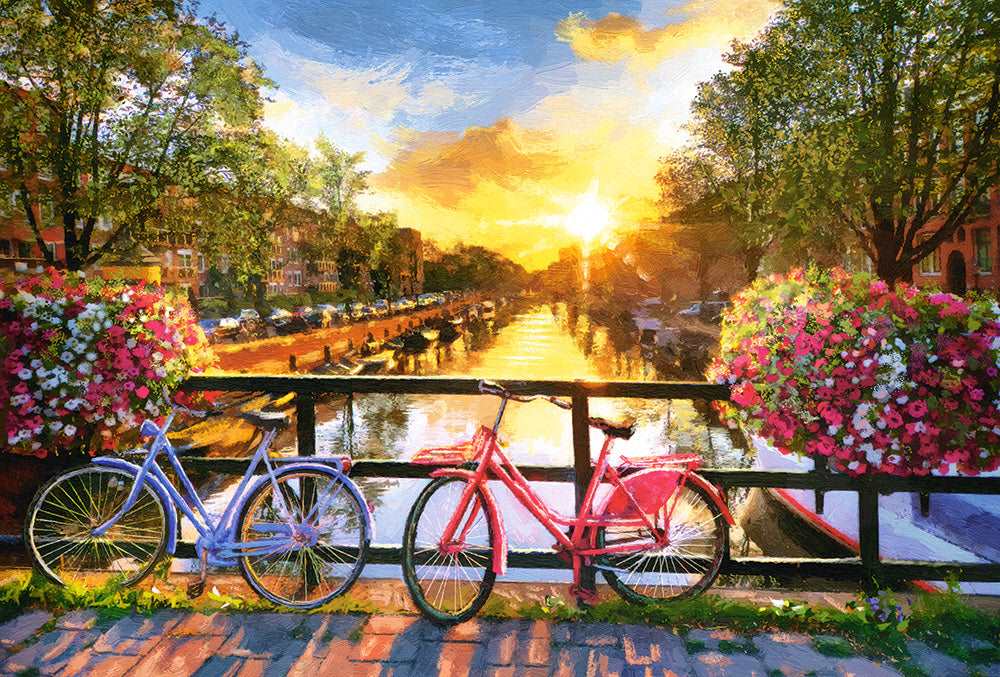 1000 Piece Jigsaw Puzzle, Picturesque Amsterdam with Bicycles, European puzzle, Adult Puzzle, Castorland C-104536-2