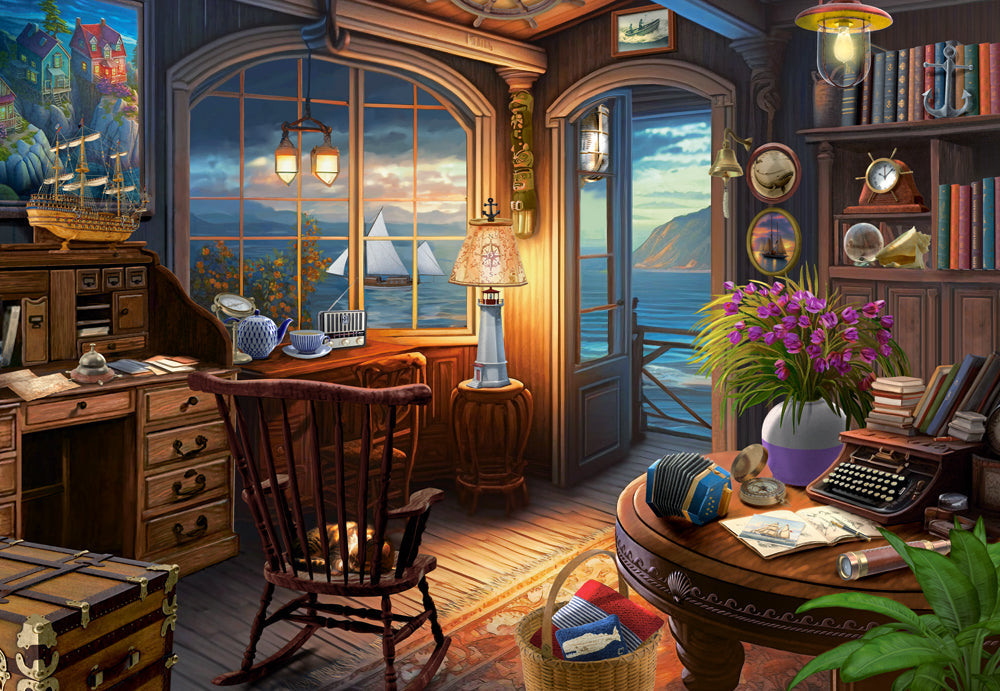 1000 Piece Jigsaw Puzzle, Sailor's House, Romantic puzzles, Ocean view, Adult Puzzle, Castorland C-105090-2