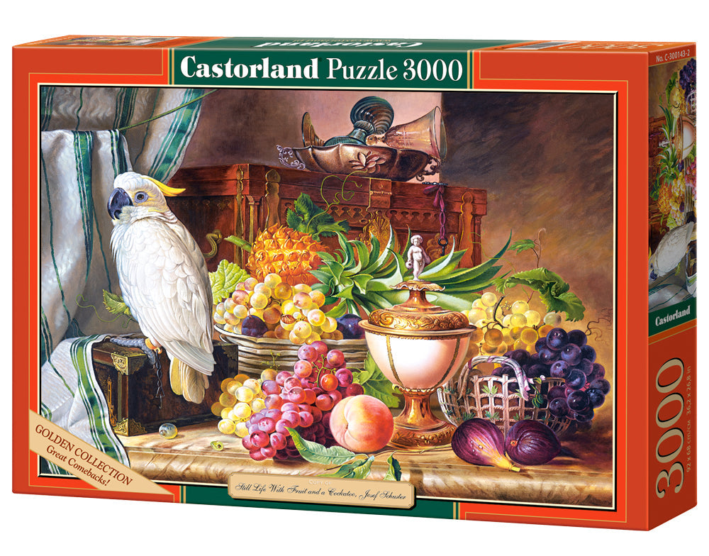 3000 Piece Jigsaw Puzzles, Still Life With Fruit and a Cockatoo, Josef Schuster, Adult Puzzles, Castorland C-300143-2