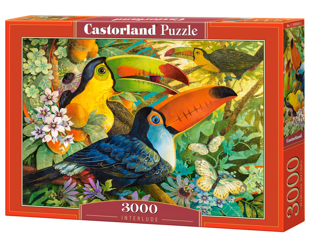 3000 Piece Jigsaw Puzzle,  Interlude, Colorful birds, Toucans, Animal puzzles, Nature, Adult Puzzle, Castorland C-300433-2