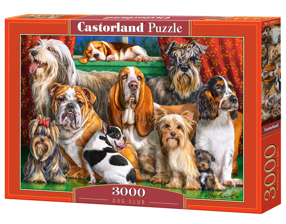 3000 Piece Jigsaw Puzzle, Dog Club, Dog Lovers Puzzle, Animal puzzle, Many Dog Breeds, Adult Puzzle, Castorland C-300501-2