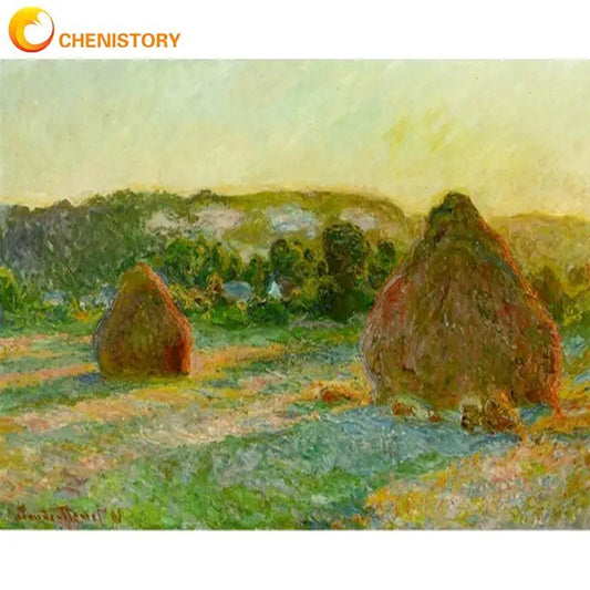 Famous Haystack Scenery Acrylic Paint by Numbers for Adults on Canvas