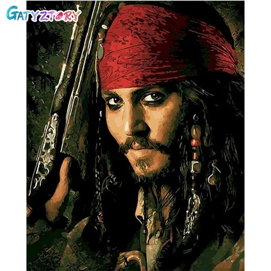 Famous Pirate Acrylic Paint By Numbers Kit on Canvas For Adults