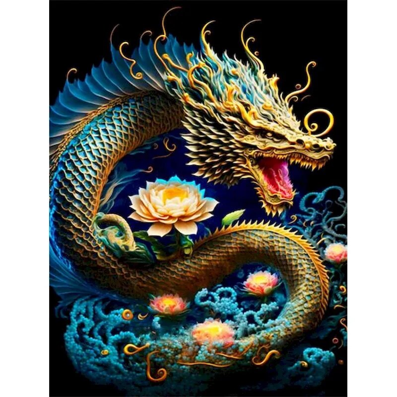 Fantastic Dragon Acrylic Painting By Numbers Kit for Adults on Canvas