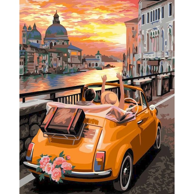 Paint By Numbers Vintage Car DIY Acrylic  Canvas Kit