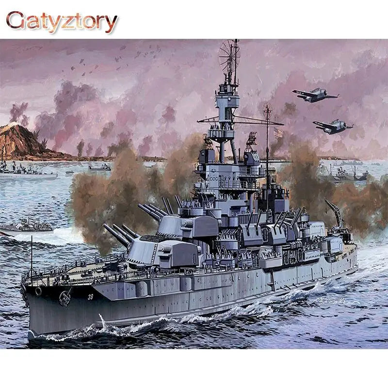 Battleship Acrylic Paint By Numbers Kit on Canvas For Adults