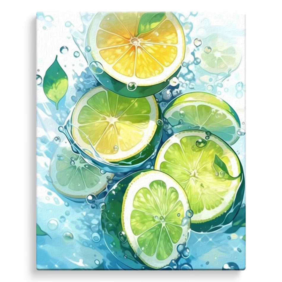 Bright Green Lime Acrylic Paint by Numbers kit on Canvas