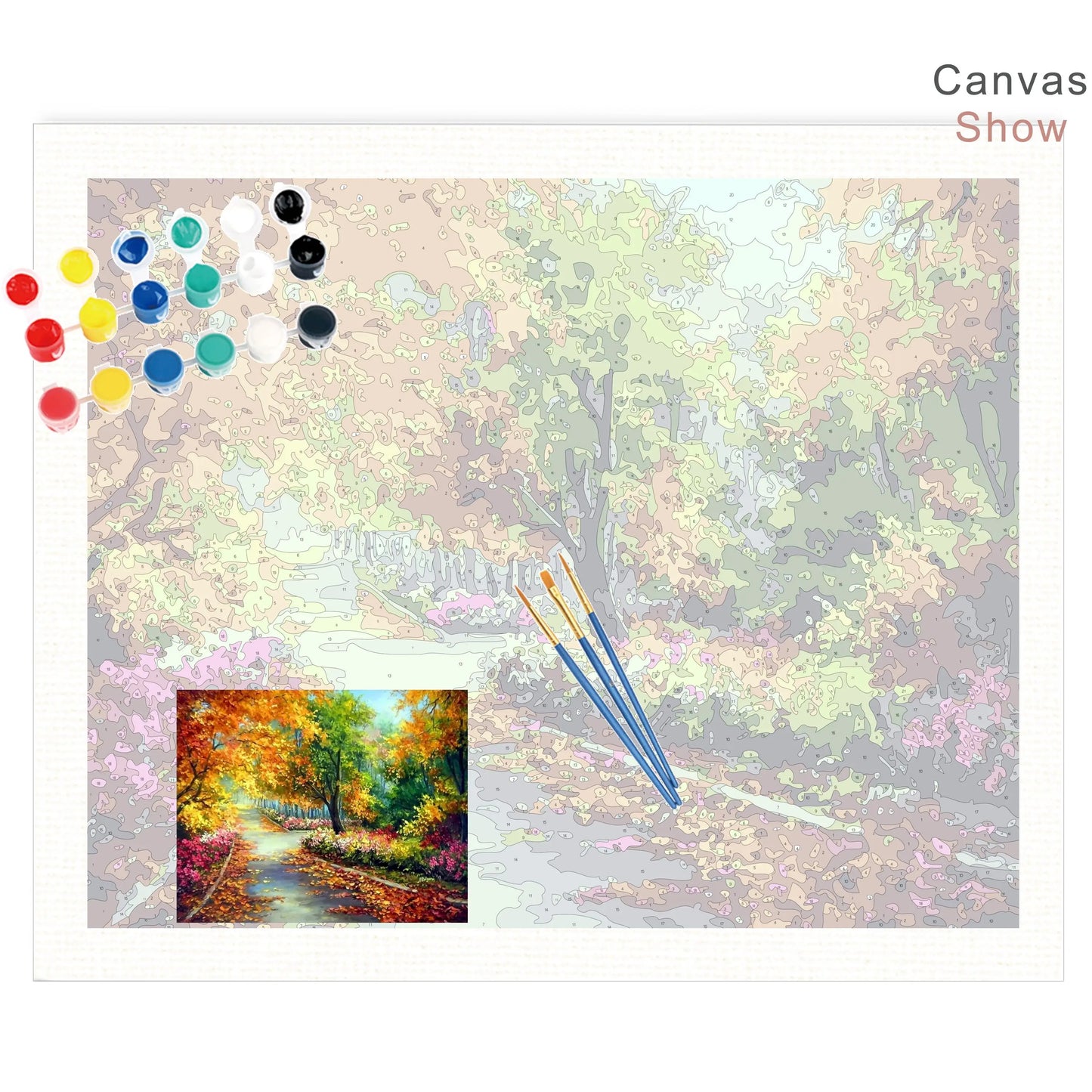 Stunning Autumn Day in Forest Acrylic Paint by Numbers Kit on Canvas