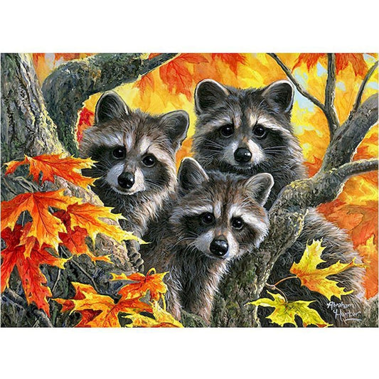 Cute Racoon Family Painting By Numbers Kits For Adults