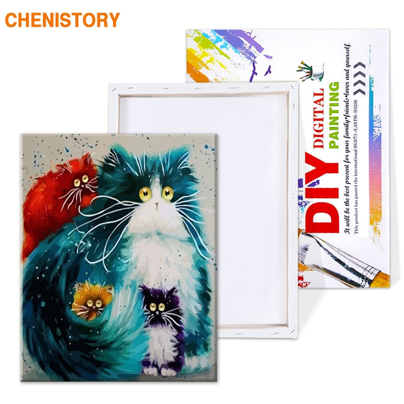 Paint By Numbers Acrylic Kit of 3 Hilarious Cats