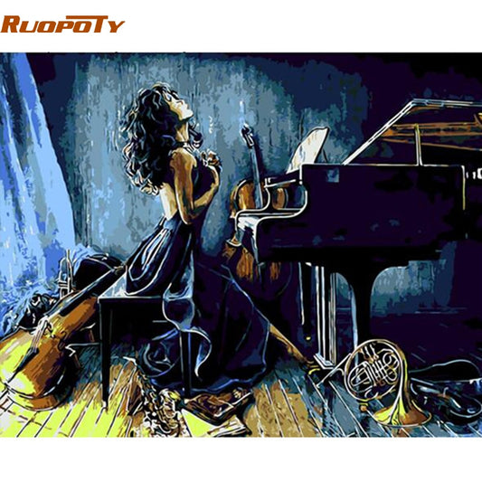 Piano Girl DIY Acrylic Paint By Numbers Kit