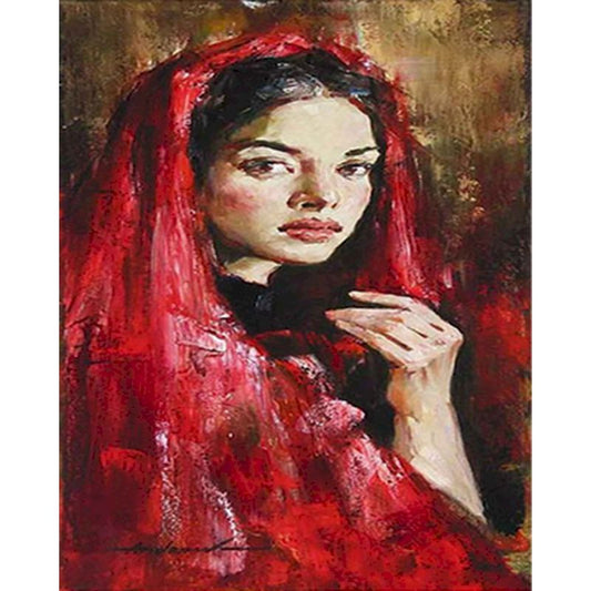 Beautiful Women in Red Acrylic Paint By Numbers for Adults