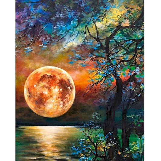 Midnight Moon Paint By Numbers Acrylic Kit for Adults on Canvas