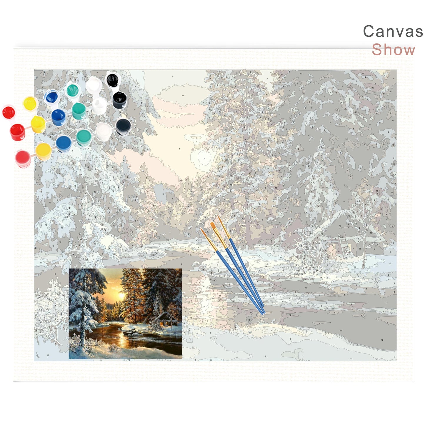 Stunning Snow Forest Acrylic Paint by Numbers CanvaS kIT