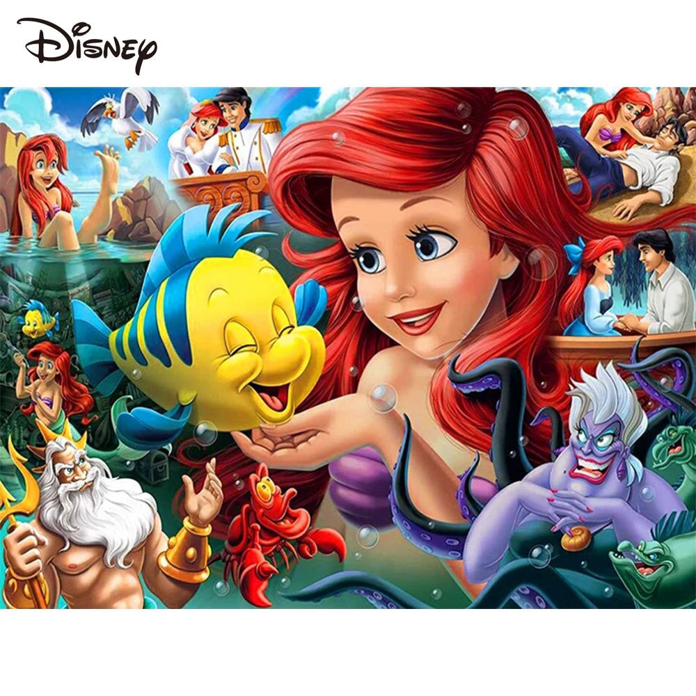 Disney Mermaid Acrylic Canvas  Paint By Number Kit