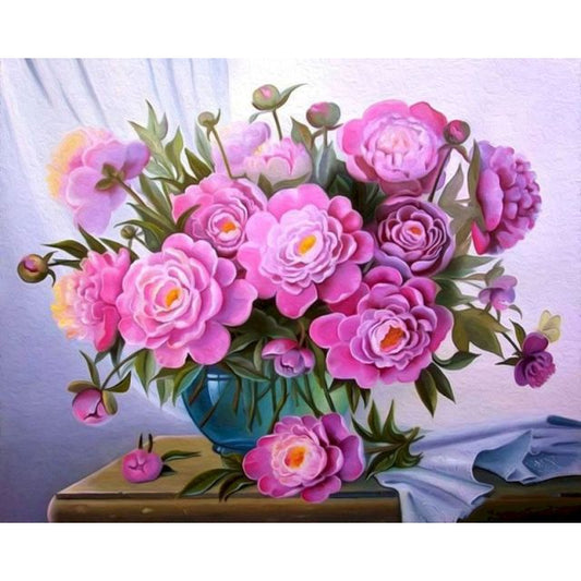 Oil Paint By Numbers Flowers on Canvas