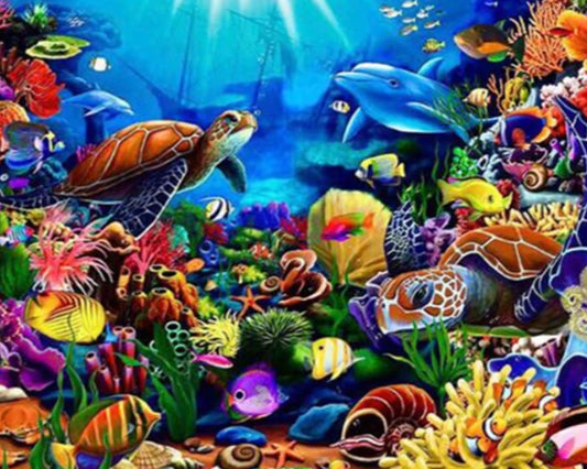 Underwater Fish Scene Oil Painting By Numbers Kit