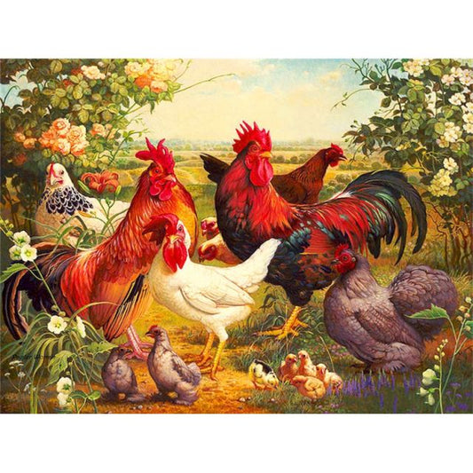 Rooster Morning DIY Oil Painting By Numbers Set